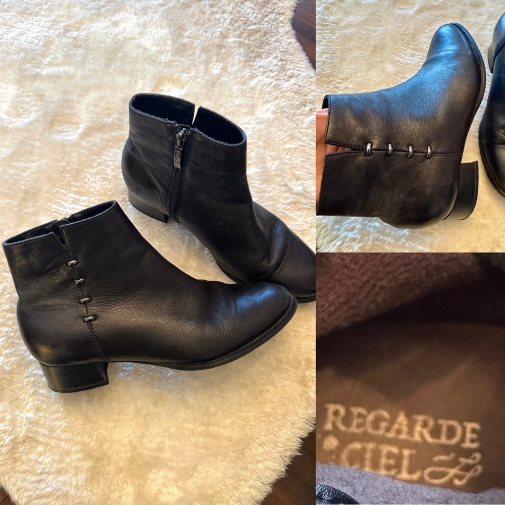 Regarde le Ciel Cristion studded black Genuine leather booties 7.5